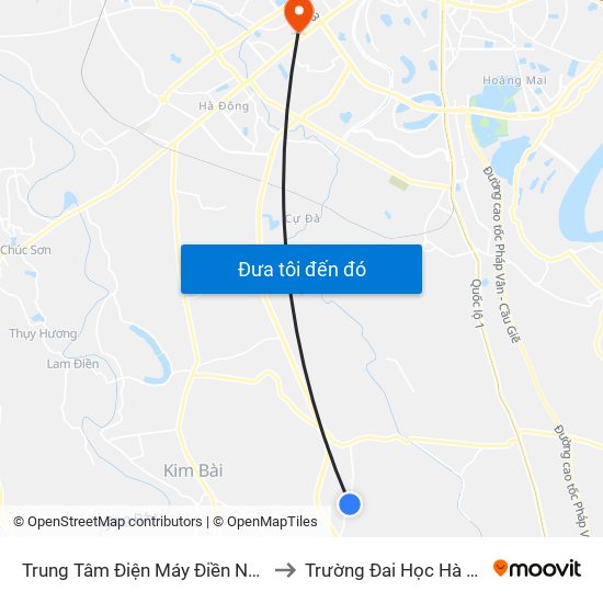 Trung Tâm Điện Máy Điền Ngân to Trường Đai Học Hà Nội map