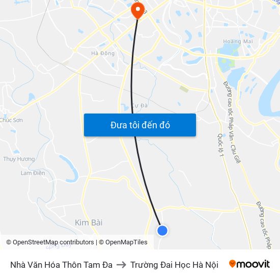 Nhà Văn Hóa Thôn Tam Đa to Trường Đai Học Hà Nội map