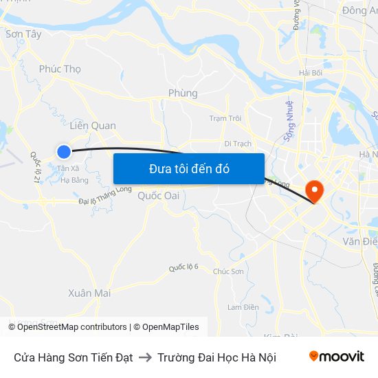 Cửa Hàng Sơn Tiến Đạt to Trường Đai Học Hà Nội map