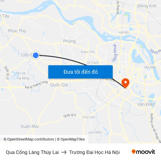 Qua Cổng Làng Thúy Lai to Trường Đai Học Hà Nội map