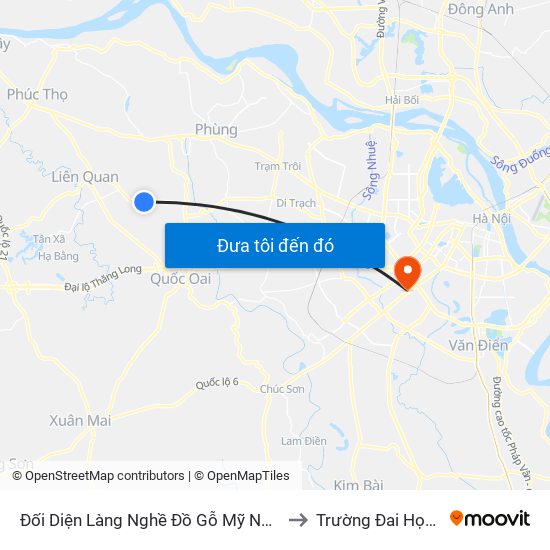 Đối Diện Làng Nghề Đồ Gỗ Mỹ Nghệ Thạch Thất to Trường Đai Học Hà Nội map