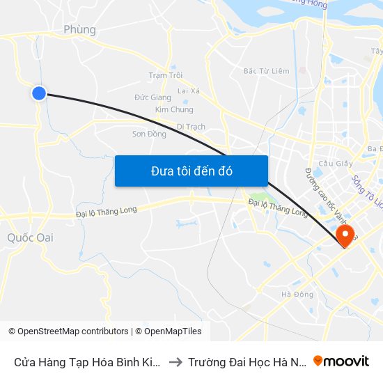 Cửa Hàng Tạp Hóa Bình Kinh to Trường Đai Học Hà Nội map