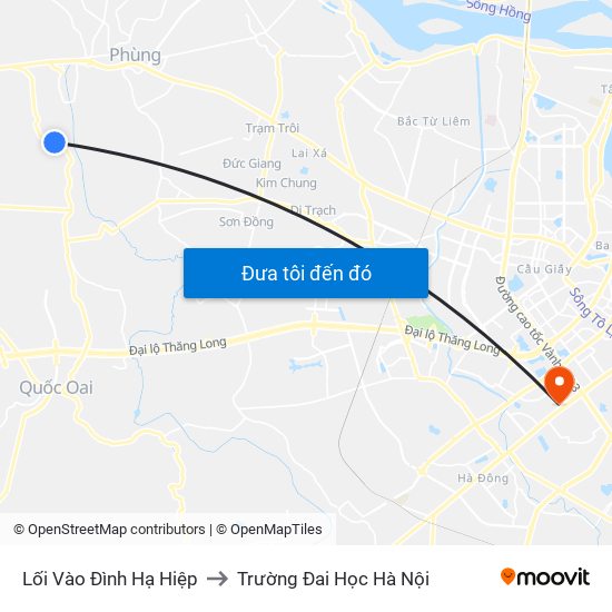 Lối Vào Đình Hạ Hiệp to Trường Đai Học Hà Nội map