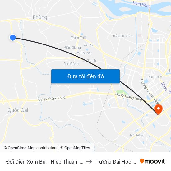 Đối Diện Xóm Bùi - Hiệp Thuận - Phúc Thọ to Trường Đai Học Hà Nội map