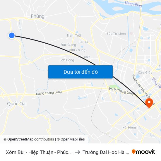 Xóm Bùi - Hiệp Thuận - Phúc Thọ to Trường Đai Học Hà Nội map