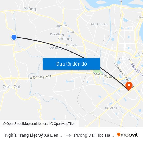 Nghĩa Trang Liệt Sỹ Xã Liên Hiệp to Trường Đai Học Hà Nội map