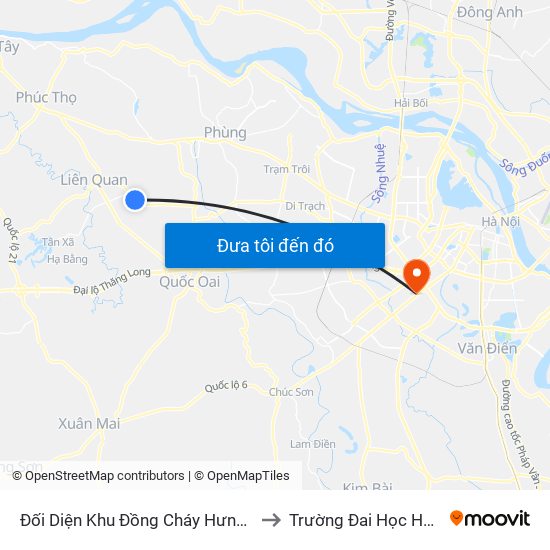 Đối Diện Khu Đồng Cháy Hưng Ngải to Trường Đai Học Hà Nội map