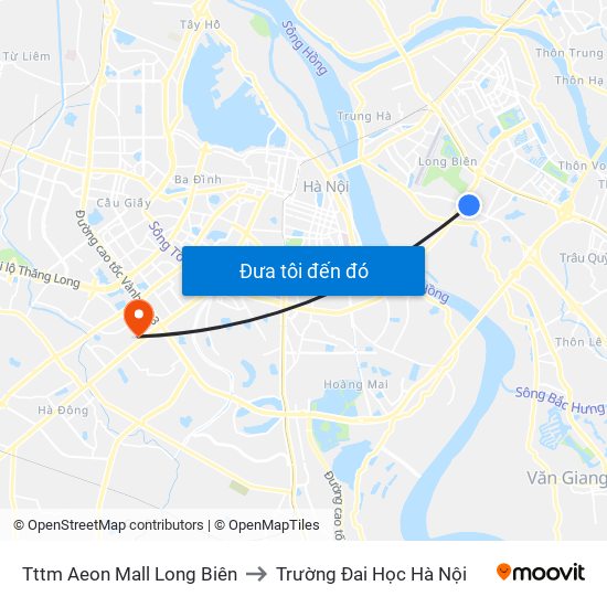 Tttm Aeon Mall Long Biên to Trường Đai Học Hà Nội map