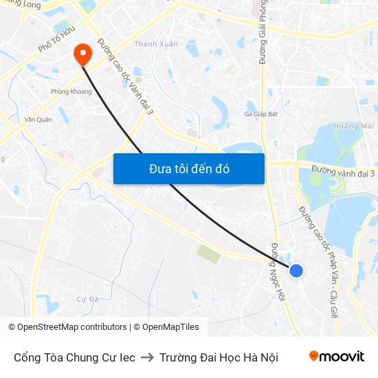 Cổng Tòa Chung Cư Iec to Trường Đai Học Hà Nội map