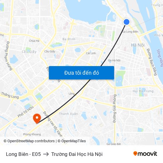 Long Biên - E05 to Trường Đai Học Hà Nội map