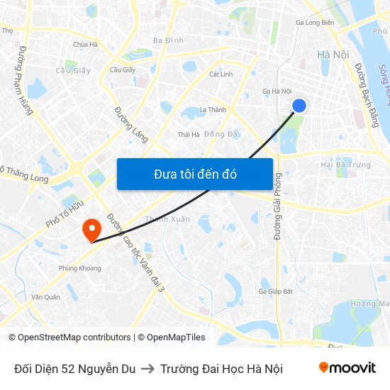 Đối Diện 52 Nguyễn Du to Trường Đai Học Hà Nội map