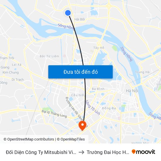 Đối Diện Công Ty Mitsubishi Việt Nam to Trường Đai Học Hà Nội map