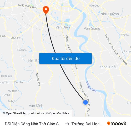 Đối Diện Cổng Nhà Thờ Giáo Sứ Phú Mỹ to Trường Đai Học Hà Nội map