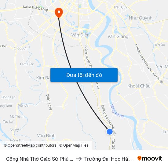 Cổng Nhà Thờ Giáo Sứ Phú Mỹ to Trường Đai Học Hà Nội map