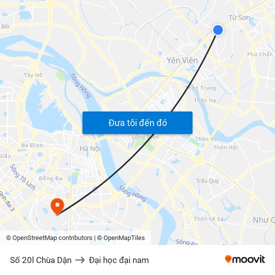 Số 20l Chùa Dận to Đại học đại nam map