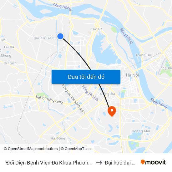 Đối Diện Bệnh Viện Đa Khoa Phương Đông to Đại học đại nam map