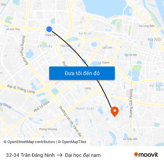 32-34 Trần Đăng Ninh to Đại học đại nam map