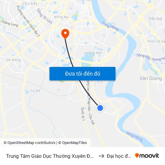 Trung Tâm Giáo Dục Thường Xuyên Đông Mỹ - Ngũ Hiệp to Đại học đại nam map