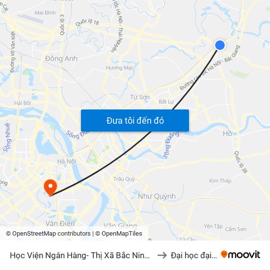 Học Viện Ngân Hàng- Thị Xã Bắc Ninh - Quốc Lộ 1 to Đại học đại nam map