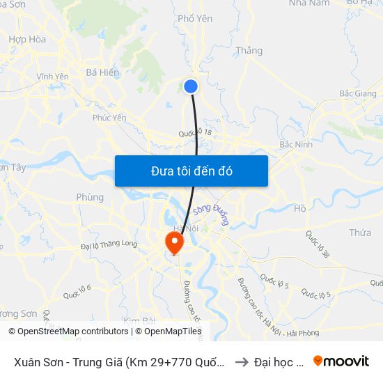 Xuân Sơn - Trung Giã (Km 29+770 Quốc Lộ 3) Cột Điện Hk3/20c to Đại học đại nam map