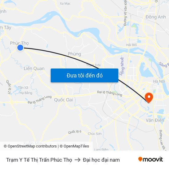 Trạm Y Tế Thị Trấn Phúc Thọ to Đại học đại nam map