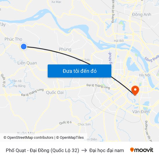 Phố Quạt - Đại Đồng (Quốc Lộ 32) to Đại học đại nam map