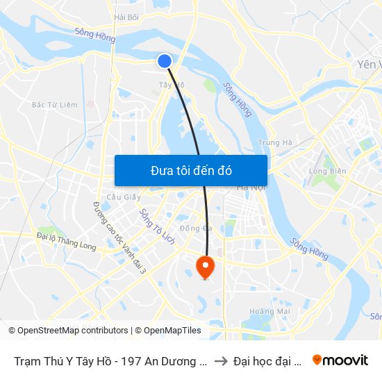Trạm Thú Y Tây Hồ - 197 An Dương Vương to Đại học đại nam map