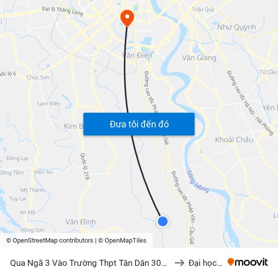 Qua Ngã 3 Vào Trường Thpt Tân Dân 30m - Đường Trục Huyện Thao Chính to Đại học đại nam map