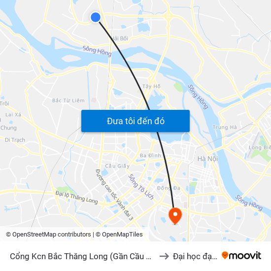 Cổng Kcn Bắc Thăng Long (Gần Cầu Vượt Bộ Hành) to Đại học đại nam map