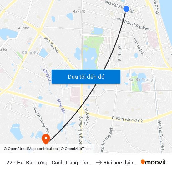 22b Hai Bà Trưng - Cạnh Tràng Tiền Plaza to Đại học đại nam map