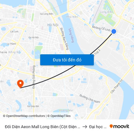Đối Diện Aeon Mall Long Biên (Cột Điện T4a/2a-B Đường Cổ Linh) to Đại học đại nam map