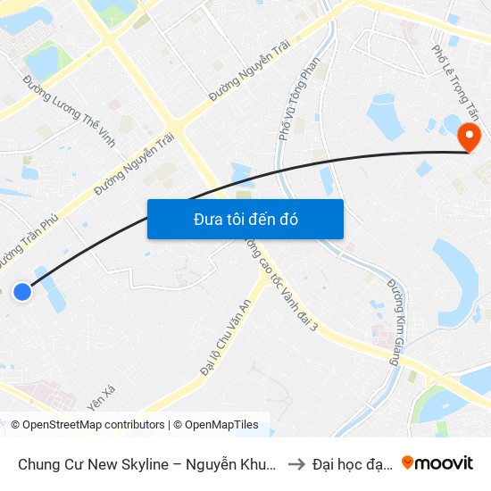 Chung Cư New Skyline – Nguyễn Khuyến (Hà Đông) to Đại học đại nam map