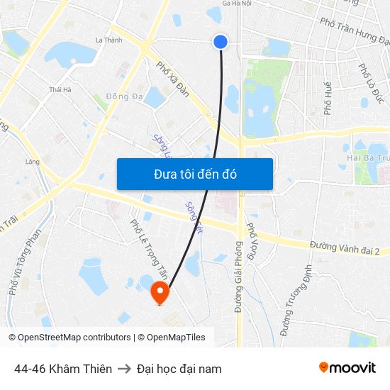 78-80a Khâm Thiên (Đối Diện 71) to Đại học đại nam map