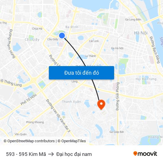 593 - 595 Kim Mã to Đại học đại nam map