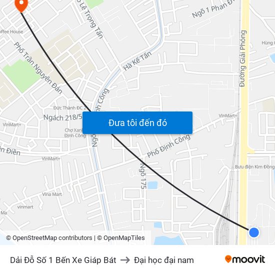 Dải Đỗ Số 1 Bến Xe Giáp Bát to Đại học đại nam map