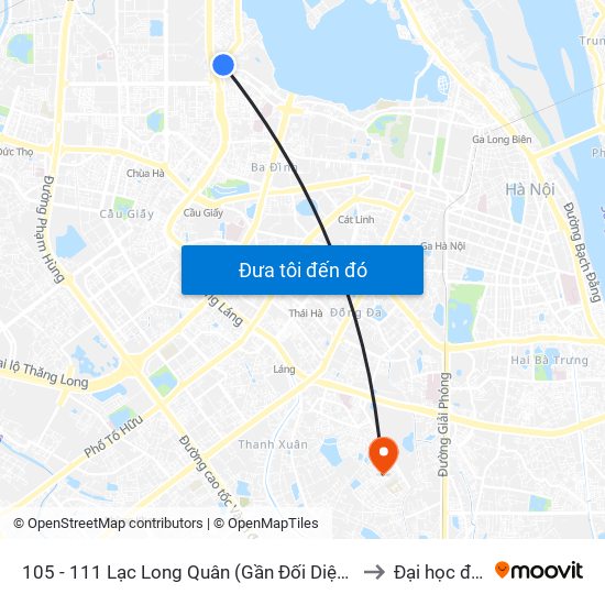105 - 111 Lạc Long Quân (Gần Đối Diện Ngã 3 Thụy Khuê) to Đại học đại nam map