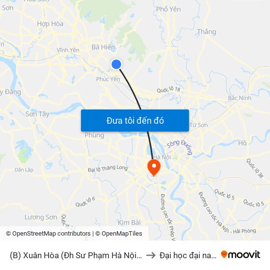 (B) Xuân Hòa (Đh Sư Phạm Hà Nội 2) to Đại học đại nam map