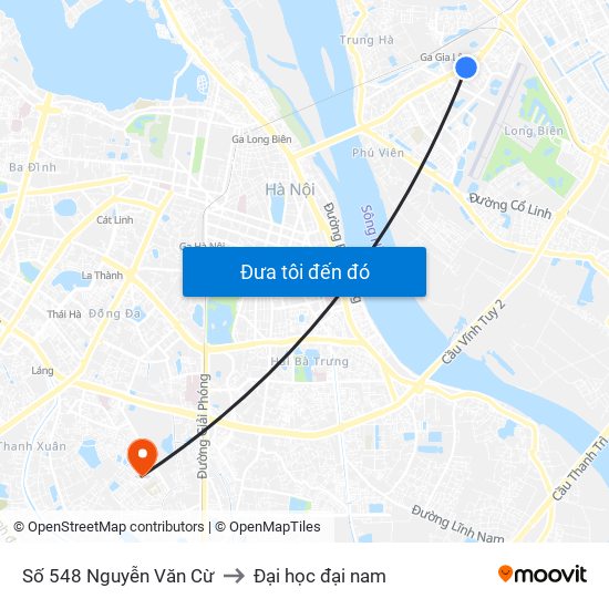 Số 548 Nguyễn Văn Cừ to Đại học đại nam map