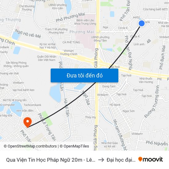 Qua Viện Tin Học Pháp Ngữ 20m - Lê Thanh Nghị to Đại học đại nam map