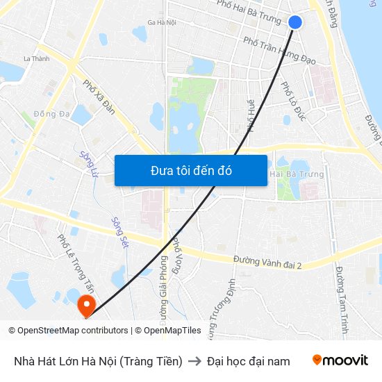 Nhà Hát Lớn Hà Nội (Tràng Tiền) to Đại học đại nam map