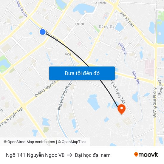 Ngõ 141 Nguyễn Ngọc Vũ to Đại học đại nam map