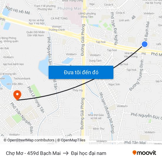 Chợ Mơ - 459d Bạch Mai to Đại học đại nam map