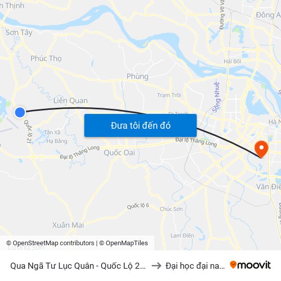 Qua Ngã Tư Lục Quân - Quốc Lộ 21a to Đại học đại nam map