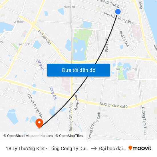 18 Lý Thường Kiệt - Tổng Công Ty Du Lịch Hà Nội to Đại học đại nam map