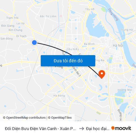 Đối Diện Bưu Điện Vân Canh - Xuân Phương (Tl70) to Đại học đại nam map