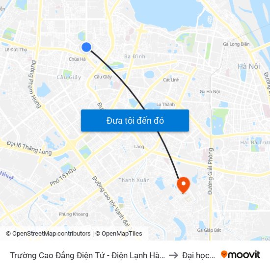 Trường Cao Đẳng Điện Tử - Điện Lạnh Hà Nội - Số 10 Nguyễn Văn Huyên to Đại học đại nam map