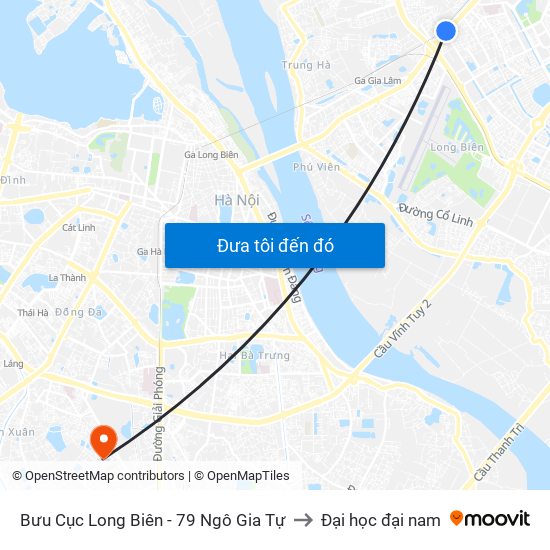 Bưu Cục Long Biên - 79 Ngô Gia Tự to Đại học đại nam map