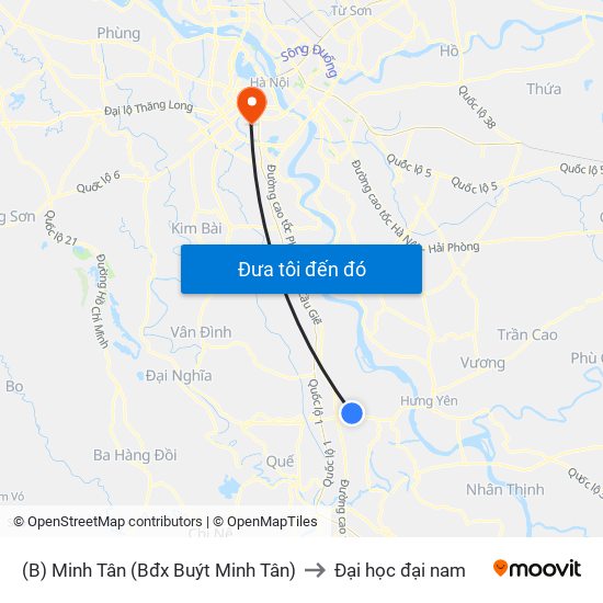 (B) Minh Tân (Bđx Buýt Minh Tân) to Đại học đại nam map
