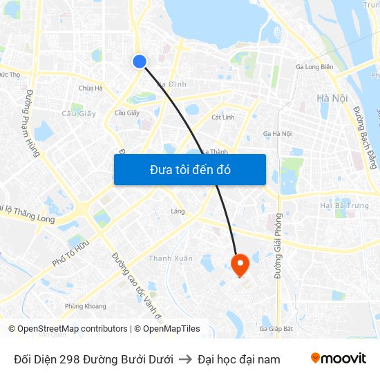 Đối Diện 298 Đường Bưởi Dưới to Đại học đại nam map