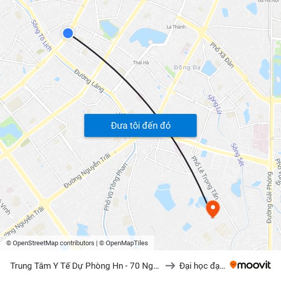 Trung Tâm Y Tế Dự Phòng Hn - 70 Nguyễn Chí Thanh to Đại học đại nam map